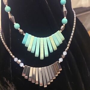 Necklace Set Of 2- Turquoise and Hematite